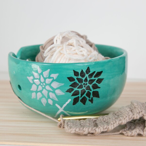 Teal, Black, and Gray Small Yarn Bowl