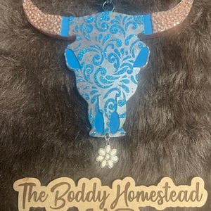 Tooled Leather Design Longhorn Bull Car Freshie, Car Freshy, Air Freshie, Car Freshener, Room Freshener, Car Scent, Air Freshener, Freshie