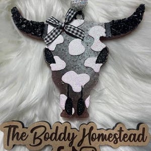 Cow Print Design Longhorn Bull Car Freshie, Car Freshy, Air Freshie, Car Freshener, Room Freshener, Car Scent, Air Freshener, Freshie