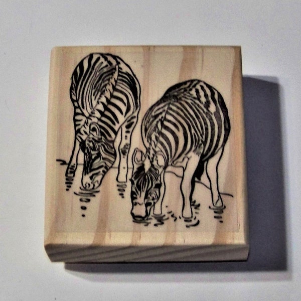 Zebra Rubber Stamp Zebra Couple New Mounted Rubber Stamp