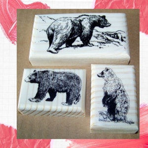 Bear Rubber Stamp 3 New BEAR, BEARS Rubber Art Stamps stamp animal rubber stamp