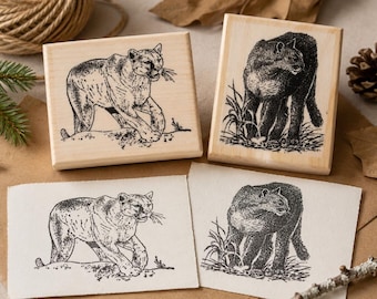 Mountain Lion Rubber Stamps Animal Stamps Cardmaking art journal, craft