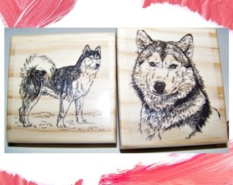Wolf Rubber Stamp 2 Wolf Wolves New Mounted Rubber Stamps