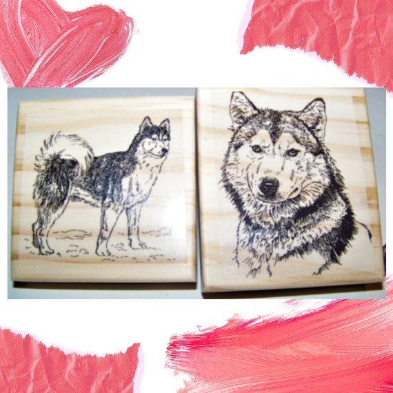 2 Wolf Wolves New Mounted Rubber Stamps Etsy