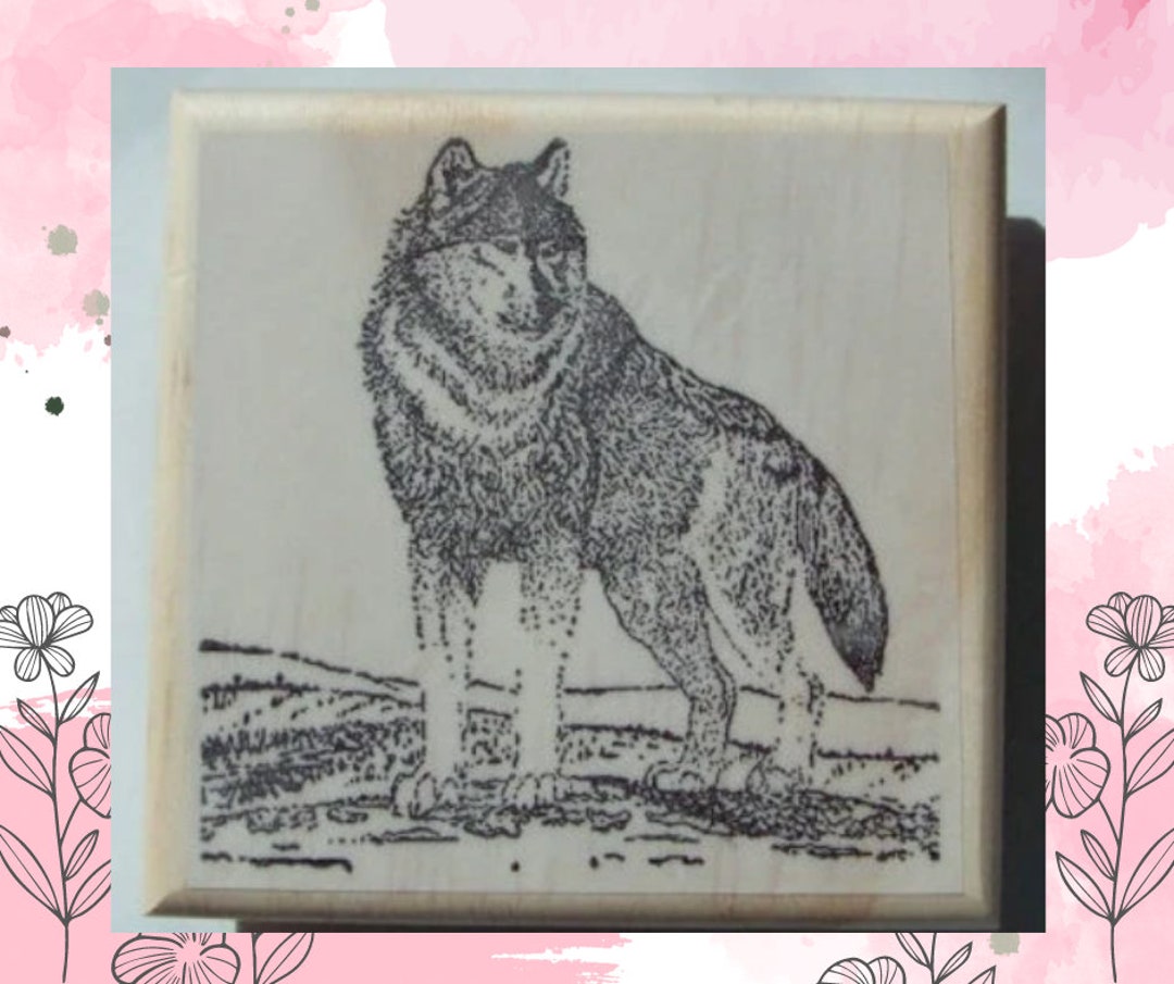 Wolf Rubber Stamp Wolf on the Plains New Mounted Rubber Etsy