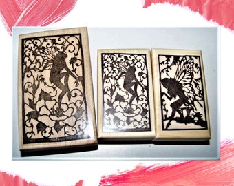 Fairy rubber stamps 3 fairies Fairy New Mounted Rubber Stamps Stamp Set