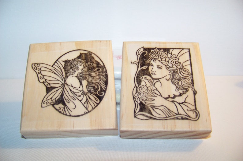 Oval Fairy /& Dove Fairy New Mounted Rubber Stamp