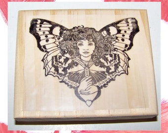 fairy rubber stamp Butterfly Fairy New Mounted Rubber Stamp Fairy Stamp with Butterfly Wings