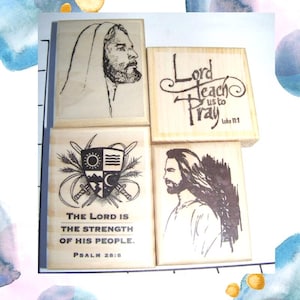 Jesus Spiritual Themed Set 4 Brand New Mounted Rubber Stamps