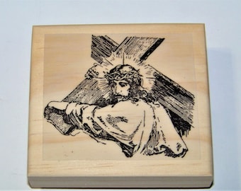 Jesus Rubber Stamp | Carrying Cross New Mounted Rubber Stamp | Spiritual stamp | Religious stamp