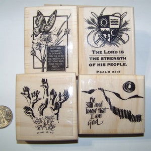 Spiritual Rubber Stamp Set 4 Brand New Mounted Rubber Stamps Easter stamps Prayer rubber stamp Scripture stamps