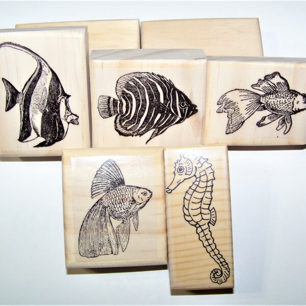 Fish Rubber Stamp Etsy