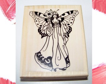 Fairy Rubber Stamp | Flower Fairy New Mounted Rubber Stamp | Large Fairy Stamp | Card Making Stamp