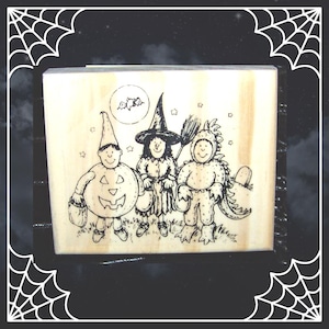 Halloween Rubber Stamp Pumpkin Witch and Dragon Costumes Halloween Trick or Treaters New Rubber Stamp