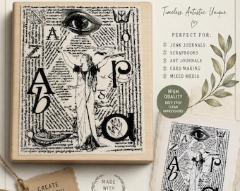 Grammar Maiden Rubber Stamp: 4x4 Inch Collage Stamp