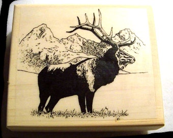 elk rubber stamp Mountain Elk New Mounted Rubber Stamp | Elk Rubber Stamp | Animal Rubber Stamp