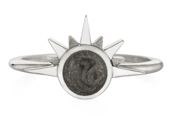 Sunrise Cremation Ring in Sterling Silver | Pet Ashes Memorial Jewelry