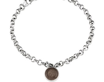 Rolo Chain Cremation Bracelet with Various Ashes Charms  | Sterling Silver Pet Loss Jewelry