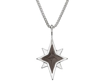 North Star Cremation Necklace in Sterling Silver | Pet Ashes Memorial Jewelry