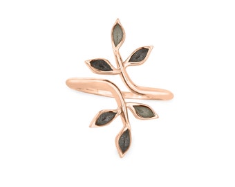 Anillo de cremación de rama de olivo en oro de 14 quilates / Joyería conmemorativa para cenizas de mascotas