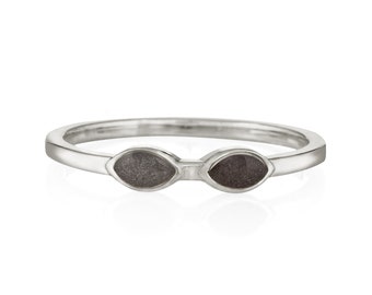 Two Setting Cremation Ring in Sterling Silver | Pet Ashes Memorial Jewelry