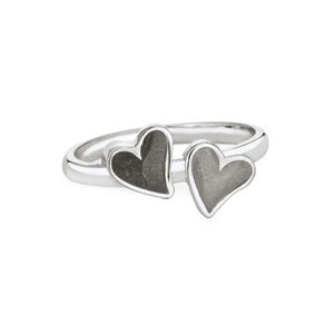 Double Heart Cremation Ring in Sterling Silver | Pet Ashes Memorial Jewelry