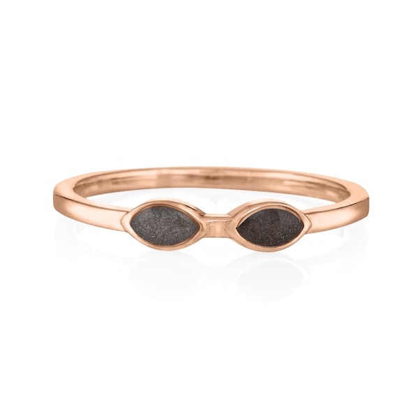 Two Setting Cremation Ring in 14K Gold | Pet Ashes Memorial Jewelry