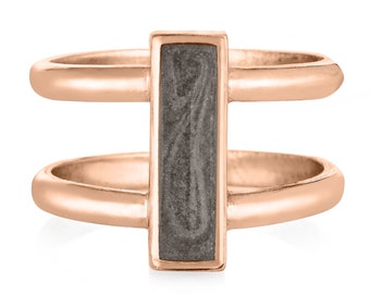 Bar Cremation Ring in 14K Gold | Pet Ashes Memorial Jewelry