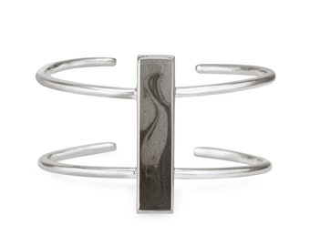 Bar Cremation Bracelet in Rhodium Plated Sterling Silver | Pet Ashes Memorial Jewelry