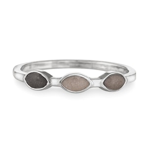 Three Setting Cremation Ring in Sterling Silver | Pet Ashes Memorial Jewelry