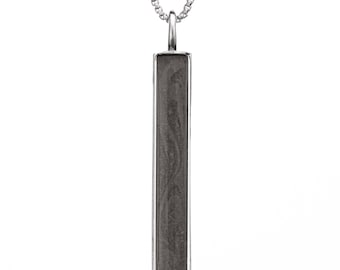 Long Bar Cremation Necklace in Sterling Silver | Pet Ashes Memorial Jewelry