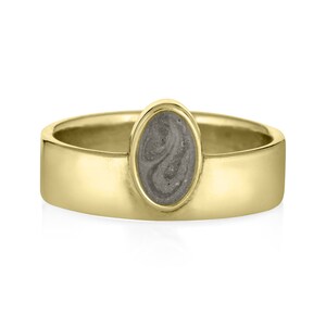 Oval Crown Cremation Ring in 14K Gold | Pet Ashes Memorial Jewelry