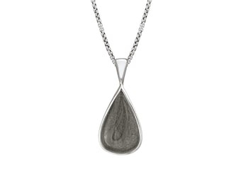 Fancy Bail Teardrop Cremation Necklace in Sterling Silver | Pet Ashes Memorial Jewelry