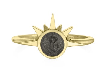 Sunrise Cremation Ring in 14K Gold | Pet Ashes Memorial Jewelry