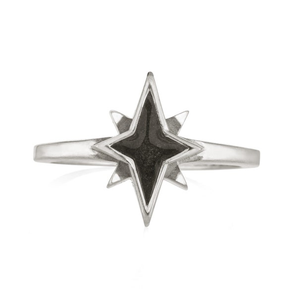 North Star Cremation Ring in Sterling Silver | Pet Ashes Memorial Jewelry