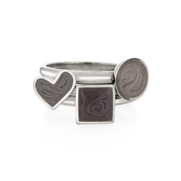 Signature Stackable Cremation Ring Set | Sterling Silver Pet Ashes Jewelry