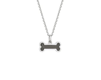 Dog Bone Cremation Necklace in Sterling Silver | Pet Ashes Memorial Jewelry
