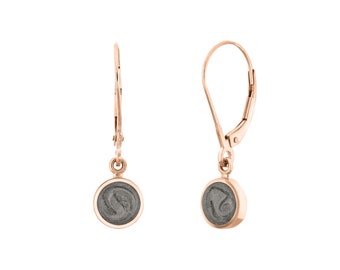 Pendientes de cremación con forma de cúpula y cierre de palanca en oro de 14 quilates / Joyas conmemorativas para cenizas de mascotas