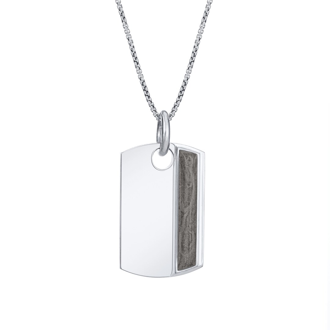 Dog Tag Cremation Necklace in 14K White Gold Pet Ashes Etsy