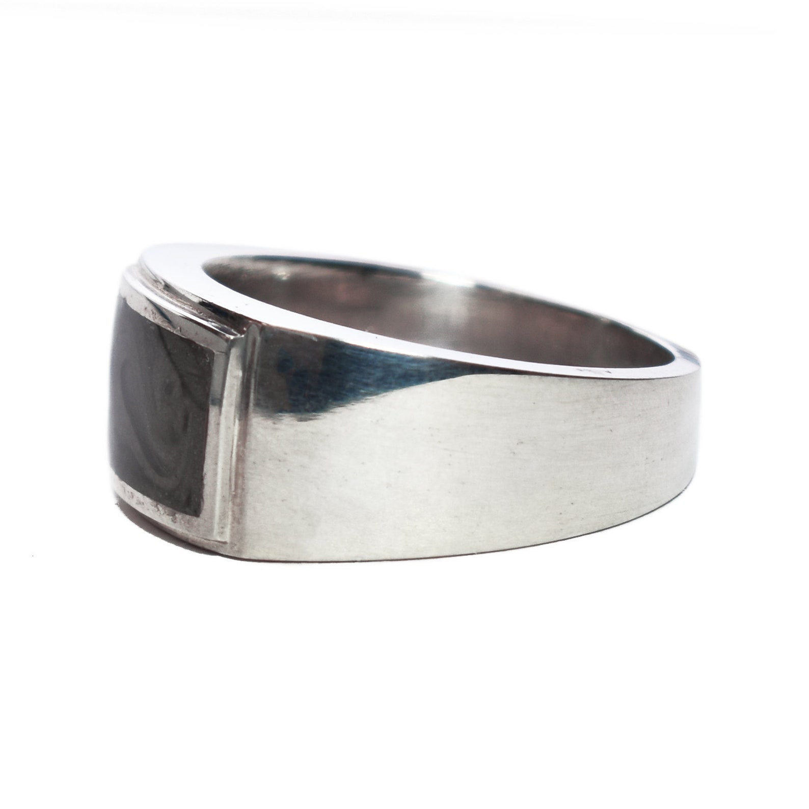 Men's Cremation Ring with 14 x 10mm Detailed Rectangular Etsy