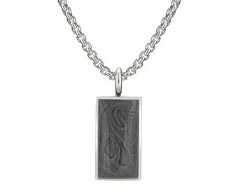 Simple Bail Rectangle Cremation Necklace in Sterling Silver | Pet Ashes Memorial Jewelry