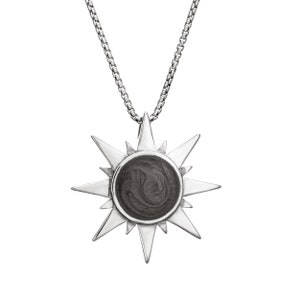 Sun Cremation Necklace in Sterling Silver | Pet Ashes Memorial Jewelry