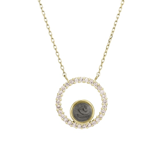 Open Diamond Halo Cremation Necklace in 14K Gold Pet Ashes Memorial Jewelry Etsy