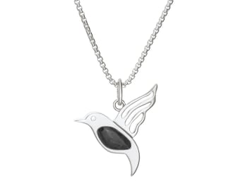 Collar de cremación con colibrí en plata de ley / Joyería conmemorativa para cenizas de mascotas