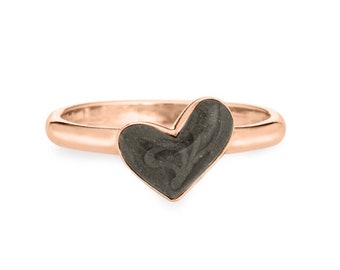 Signature Heart Stackable Band Cremation Ring in 14K Gold | Pet Ashes Memorial Jewelry