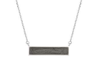 Lateral Bar Cremation Necklace in Sterling Silver | Pet Ashes Memorial Jewelry