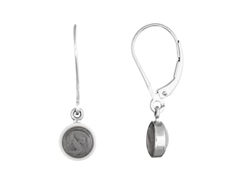 Lever-Back Dome Cremation Earrings in Sterling Silver | Pet Ashes Memorial Jewelry