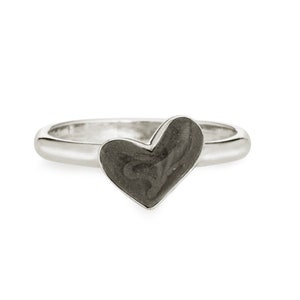 Signature Heart Stackable Band Cremation Ring in Sterling Silver | Pet Ashes Memorial Jewelry