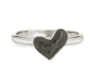 Signature Heart Stackable Band Cremation Ring in Sterling Silver | Pet Ashes Memorial Jewelry