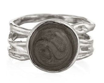 Textured Band Cremation Ring in Sterling Silver | Pet Ashes Memorial Jewelry